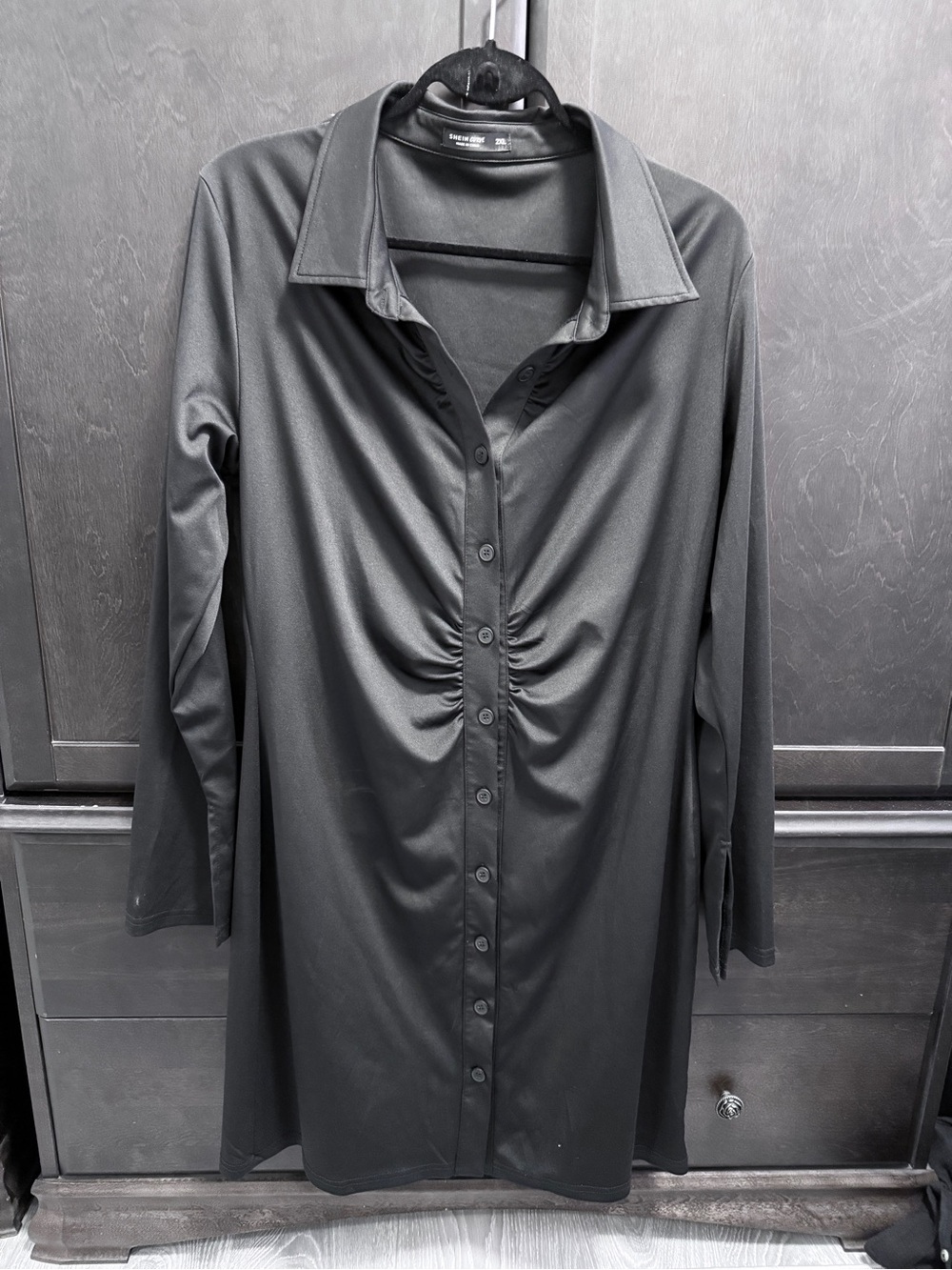 SHEIN Curve Black Button-Front Dress